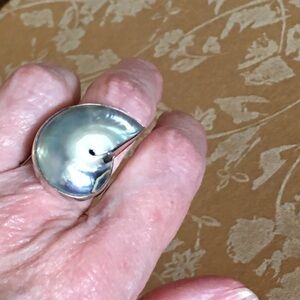SALE Sterling Silver and Light Blue Shell Ring - adjustable